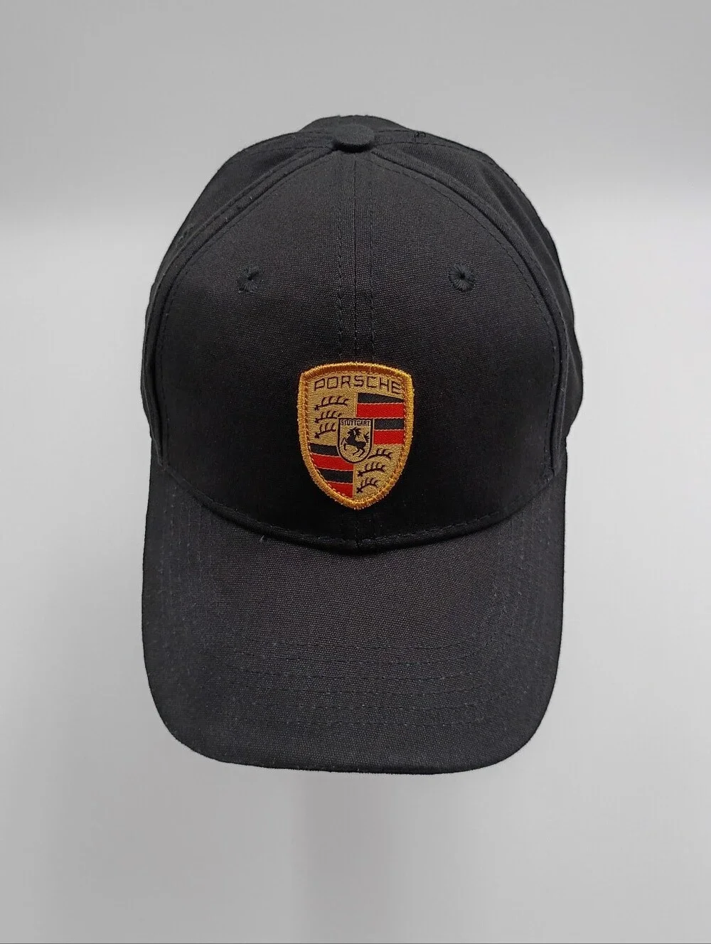 Porsche Black Baseball Cap Stuttgart Embroidered Crest Official Logo Hat Unisex
